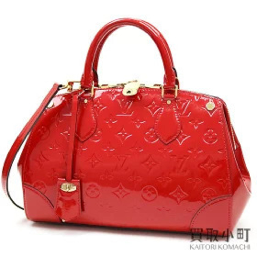 Louis Vuitton Santa Monica Monogram Vernis Cerise Red Shoulder Boston Handbag